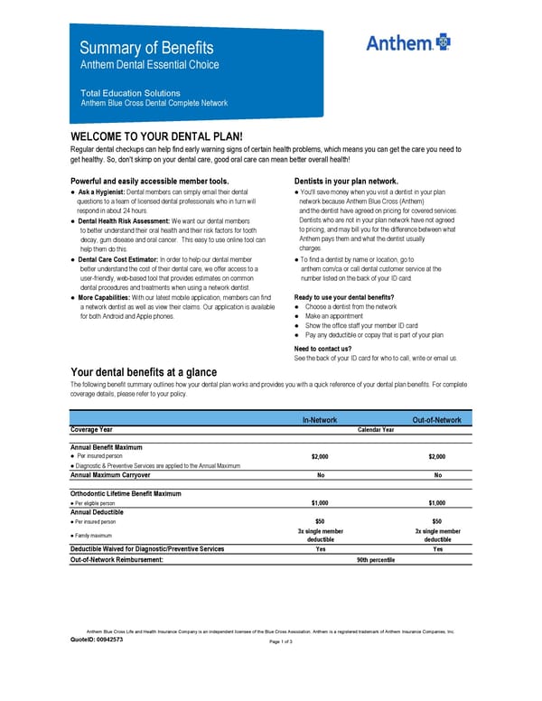 Dental Summary - Page 1