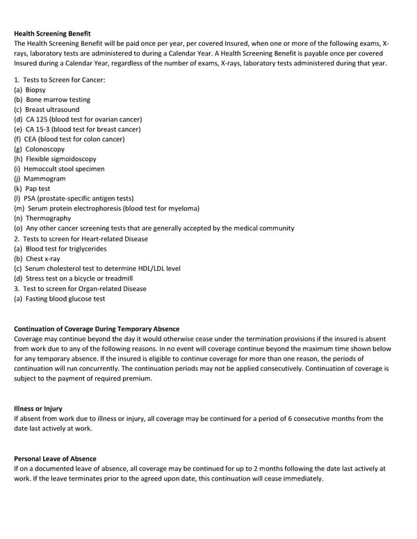 Critical Illness Benefits Summary - Page 8