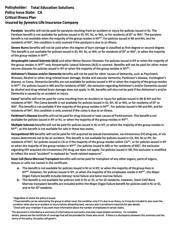 Critical Illness Benefits Summary - Page 16