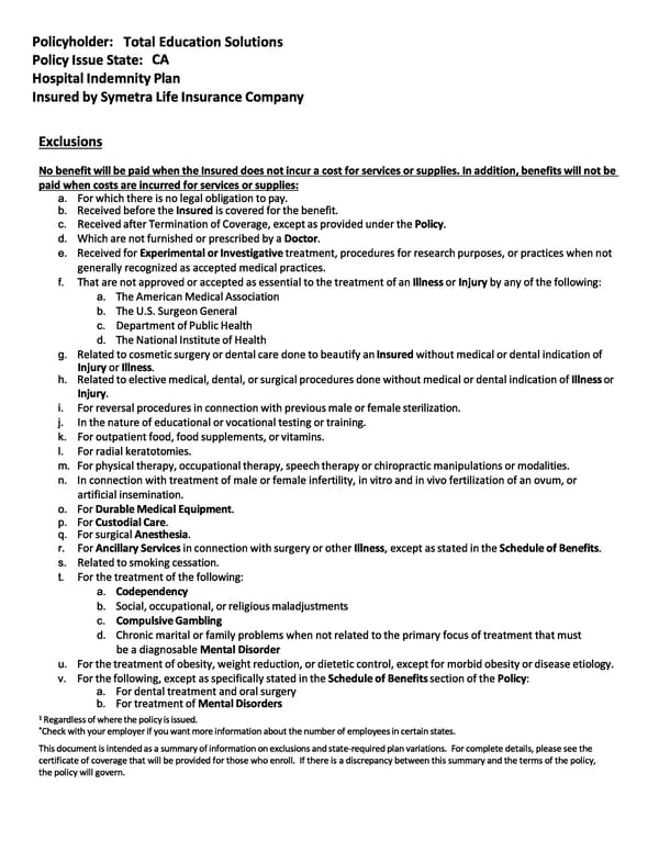 Hospital Indemnity Benefits Summary - Page 4