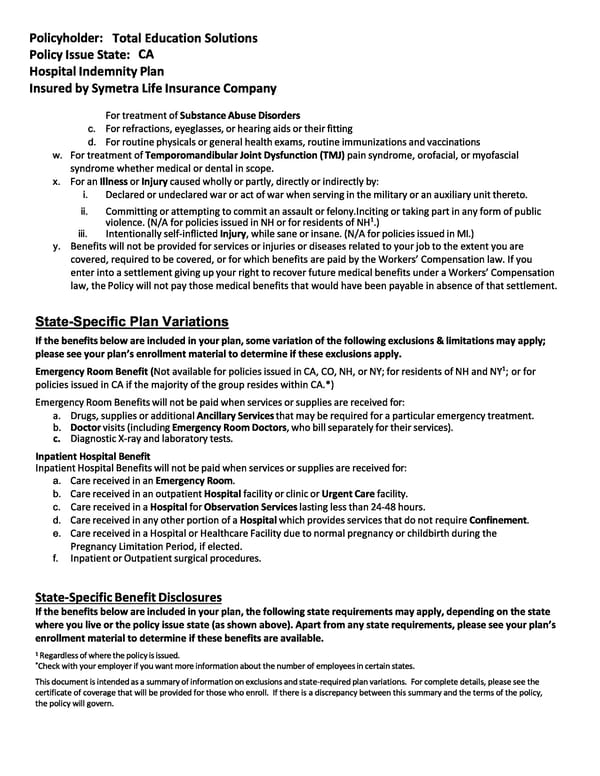 Hospital Indemnity Benefits Summary - Page 5