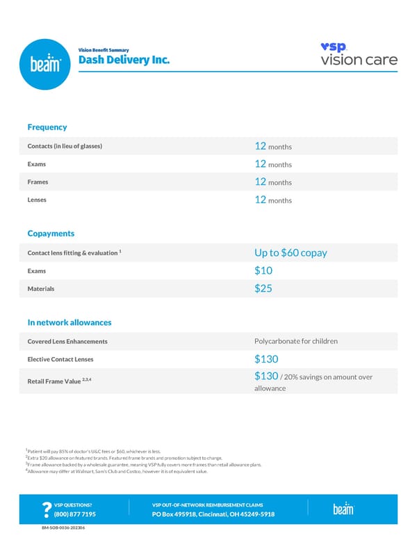 Vision Benefits Summary   VSP Choice Plan 6 - Page 1