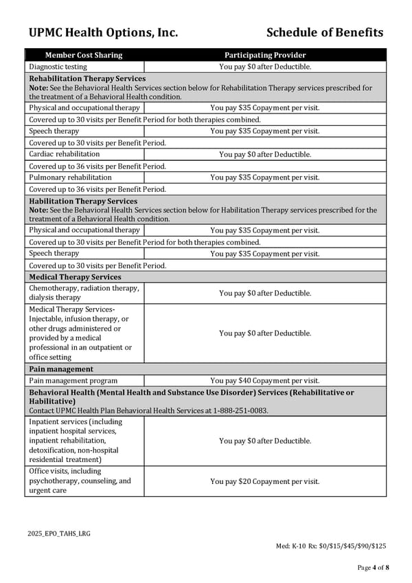 UPMC Health Options: Schedule of Benefits Overview - Page 4