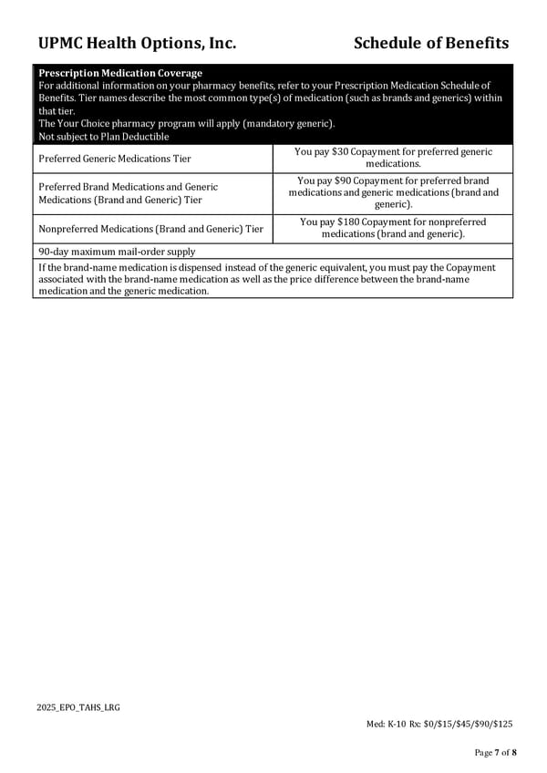 UPMC Health Options: Schedule of Benefits Overview - Page 7