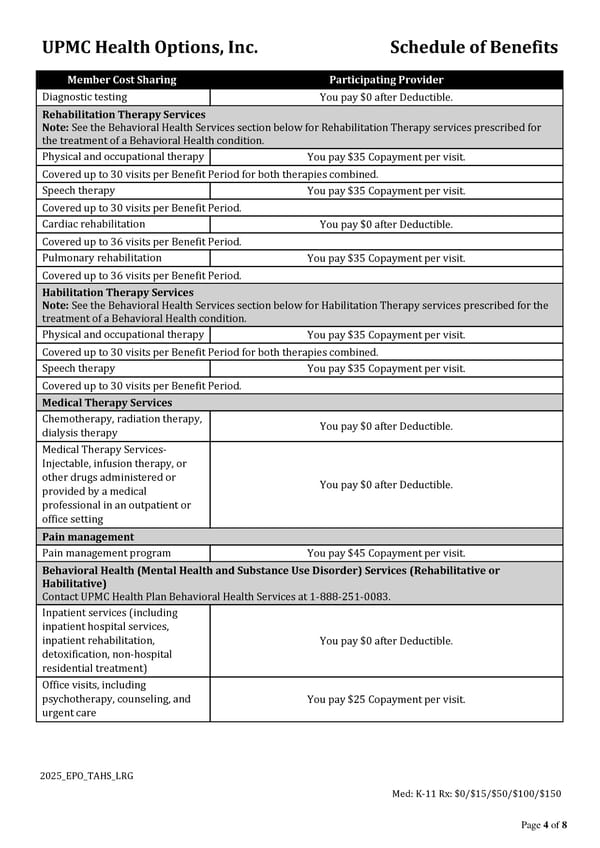 UPMC Health Options: Schedule of Benefits Overview - Page 4