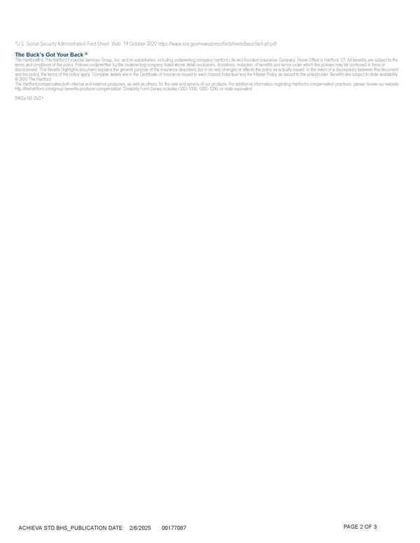 Group Short-Term Disability Insurance Benefit Highlights - Page 2