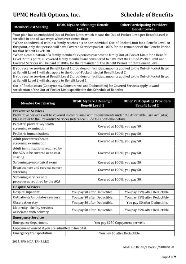 UPMC Health Options: Schedule of Benefits - Page 3
