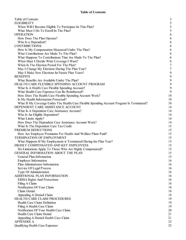 Summary Plan Description for Achieva Section 125 and FSA Plan - Page 2