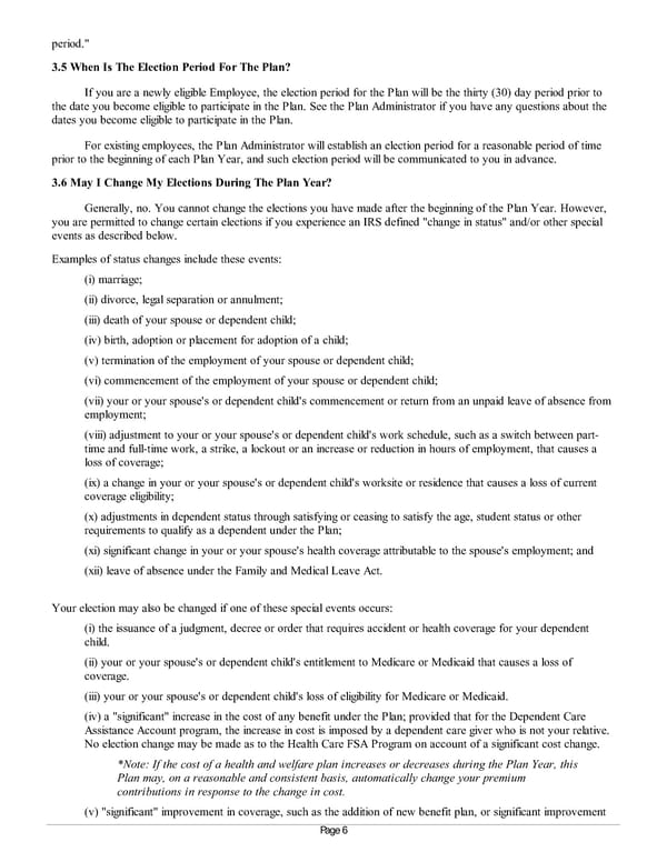 Summary Plan Description for Achieva Section 125 and FSA Plan - Page 6