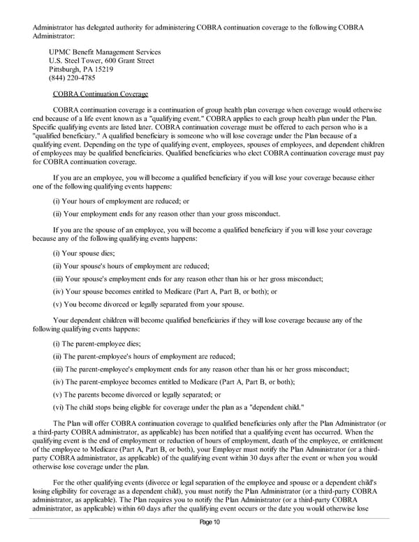 Summary Plan Description for Achieva Section 125 and FSA Plan - Page 10