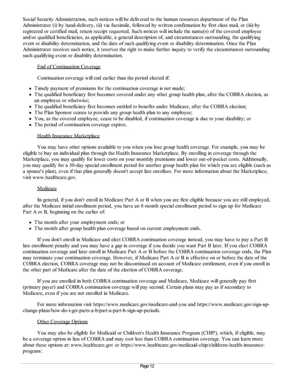 Summary Plan Description for Achieva Section 125 and FSA Plan - Page 12