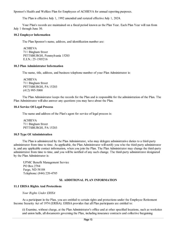 Summary Plan Description for Achieva Section 125 and FSA Plan - Page 15