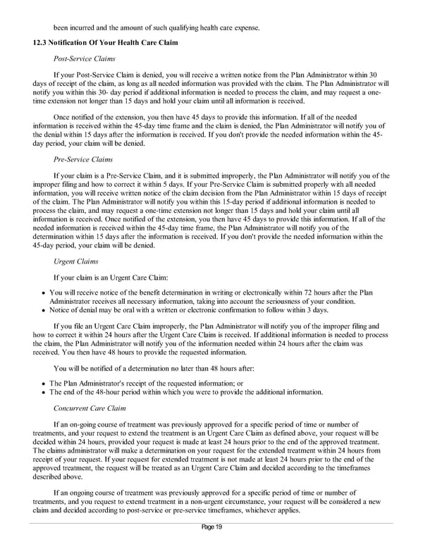 Summary Plan Description for Achieva Section 125 and FSA Plan - Page 19