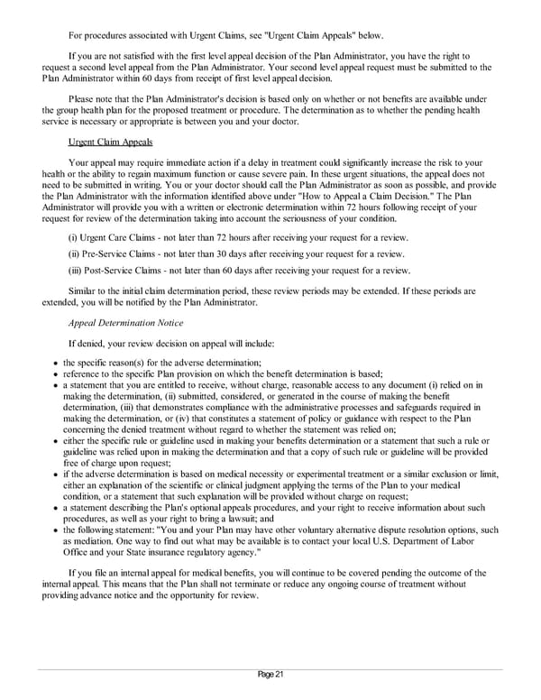 Summary Plan Description for Achieva Section 125 and FSA Plan - Page 21