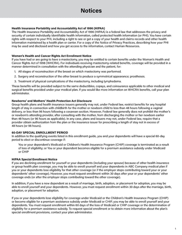 Notices: Health Insurance Enrollment and Rights - Page 1