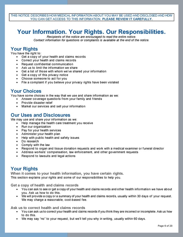 Important Legal Notices - Medicare Information - Page 6