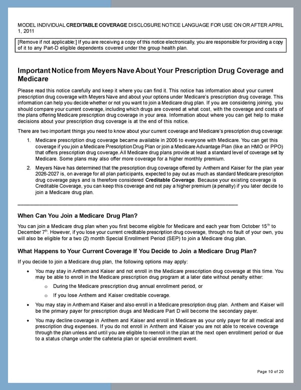 Important Legal Notices - Medicare Information - Page 10