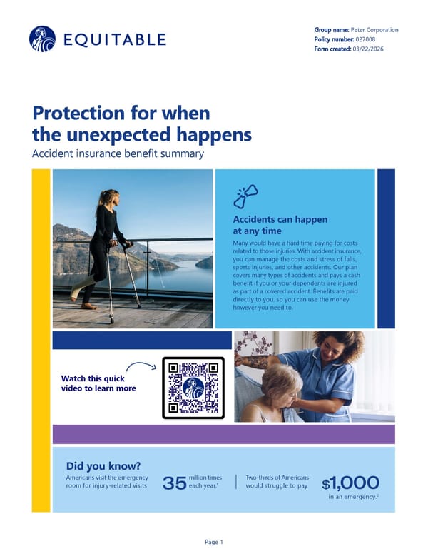 Accident Insurance Benefit Summary - Page 1