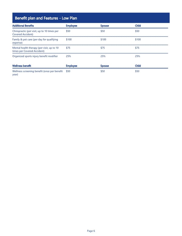 Accident Insurance Benefit Summary - Page 6