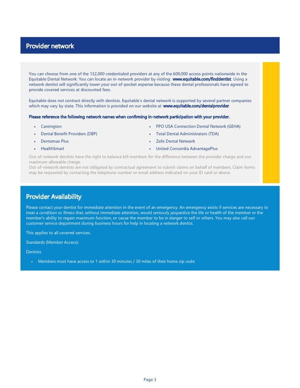 Equitable Dental Insurance Benefit Summary - Page 3