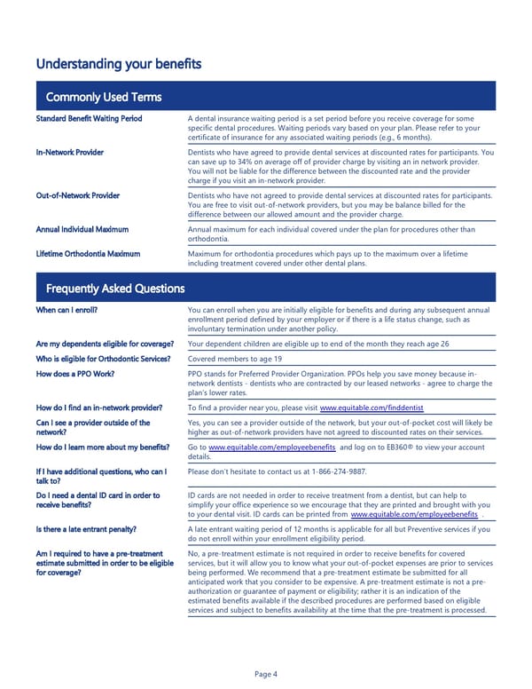 Equitable Dental Insurance Benefit Summary - Page 4