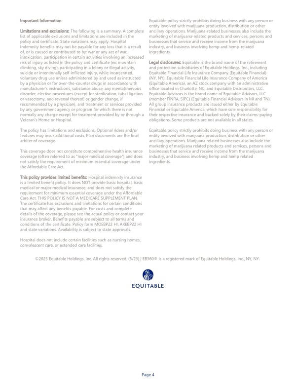 Hospital Indemnity Insurance Benefit Summary - Page 4