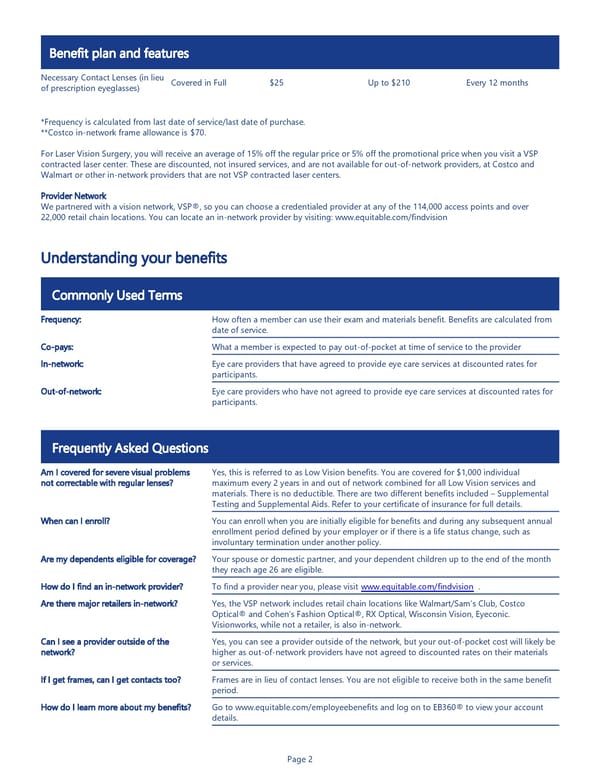 Vision Insurance Benefit Summary - Page 2