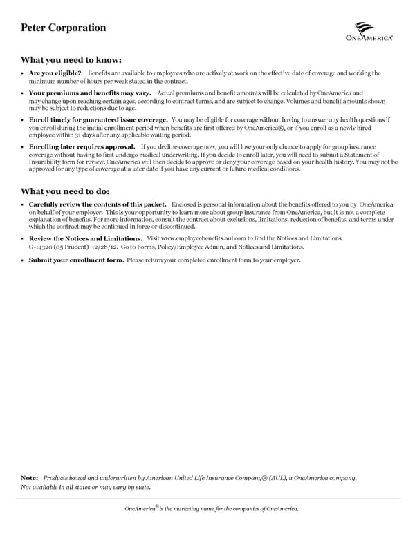 Vol. Life Summary - Page 1