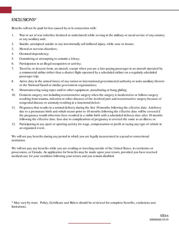 Short Term Disability Income Insurance Overview - Page 6