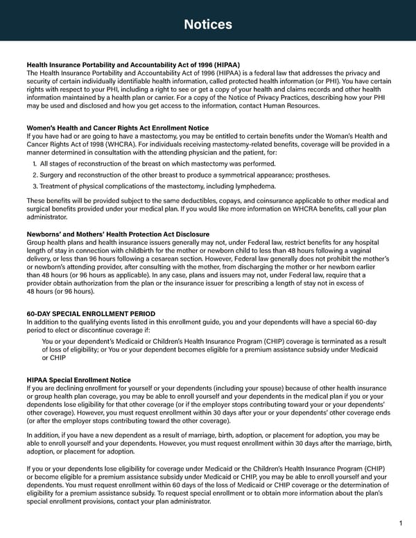 HIPAA and Health Insurance Notices - Page 1
